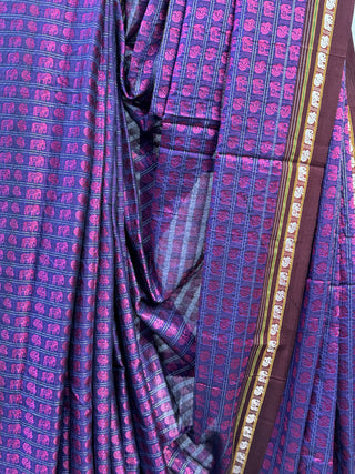 Purple-Pink Hathi Mor Khun Saree - SRPPHMKS34