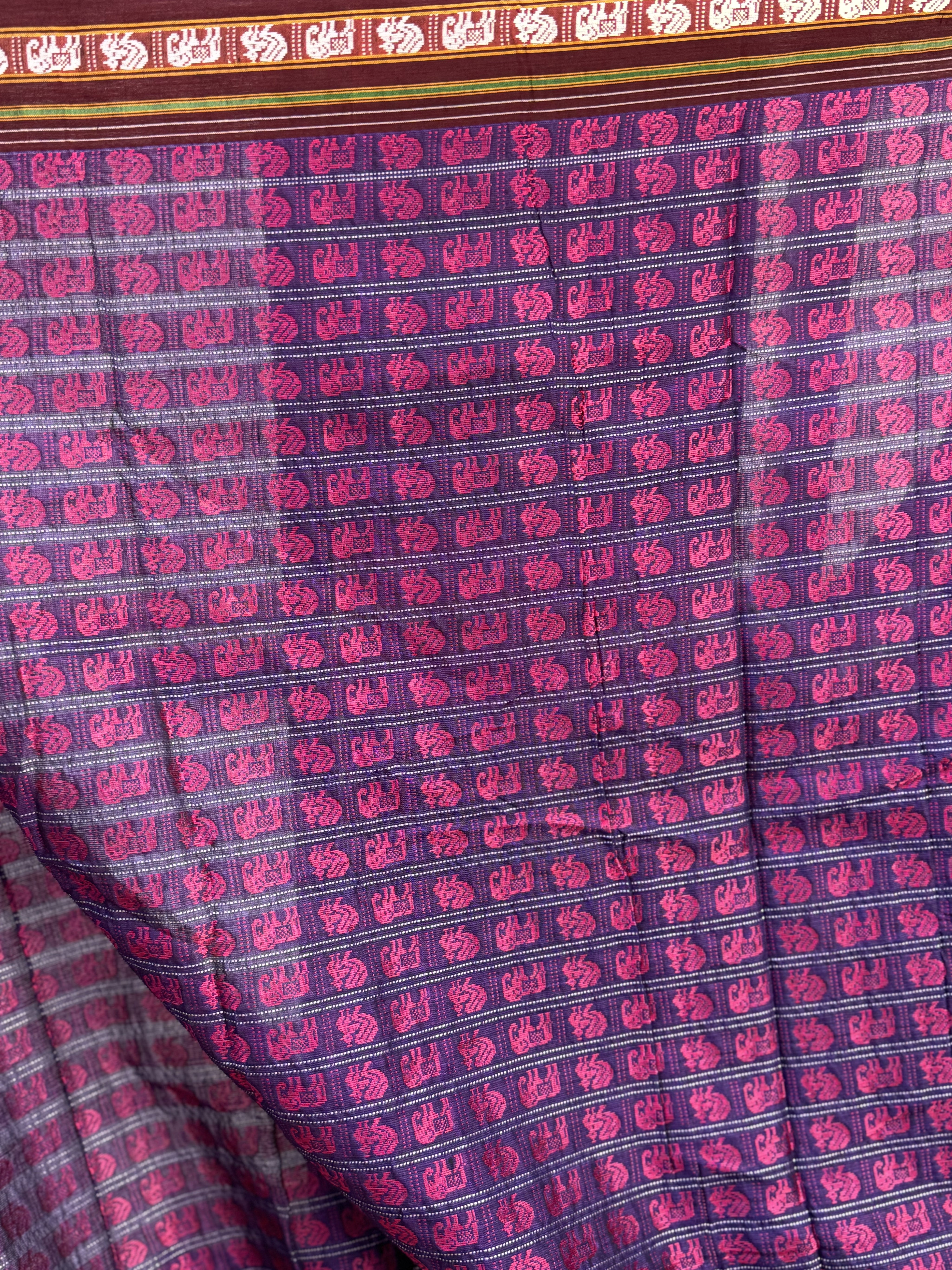 Purple-Pink Hathi Mor Khun Saree - SRPPHMKS34