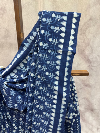 Indigo HBP Cotton Saree - SRICS1454