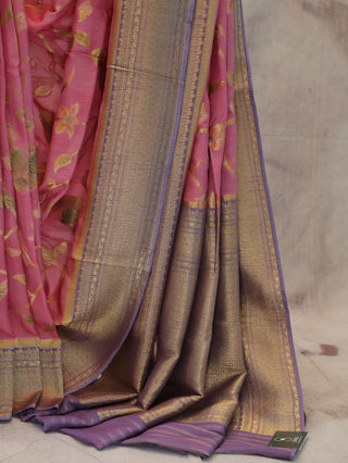 Rose Pink Tussar Silk Saree With Banarasi Pallu And Border - SRRPTSSBP22