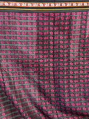 Black-Pink Hathi Mor Khun Saree-SRBPHMKS37