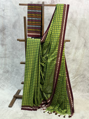 Green-Parrot Green Hathi Mor Khun Saree - SRGPGHMKS33