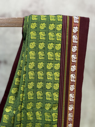 Green-Parrot Green Hathi Mor Khun Saree - SRGPGHMKS33