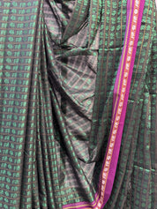 Black-Green Hathi Mor Khun Saree - SRBGHMKS36