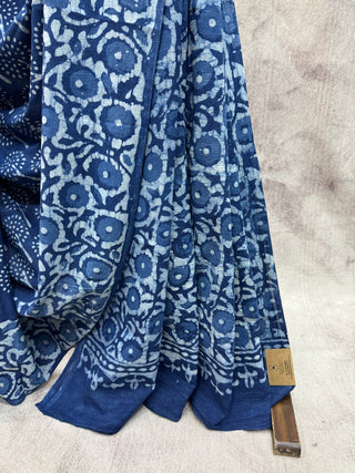 Indigo HBP Cotton Saree - SRIHCS1463