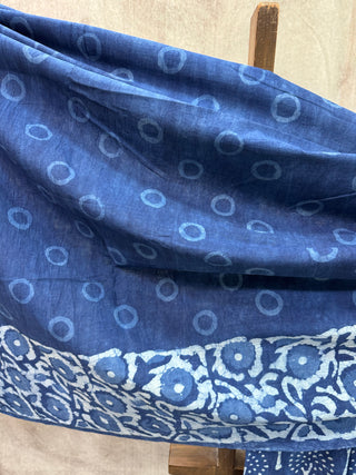 Indigo HBP Cotton Saree - SRIHCS1463