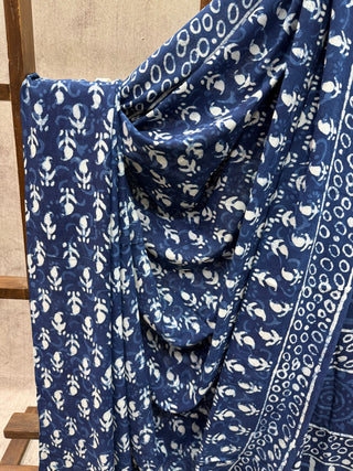 Indigo HBP Cotton Saree - SRIHCS1467