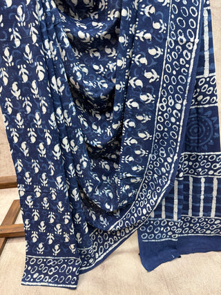 Indigo HBP Cotton Saree - SRIHCS1467