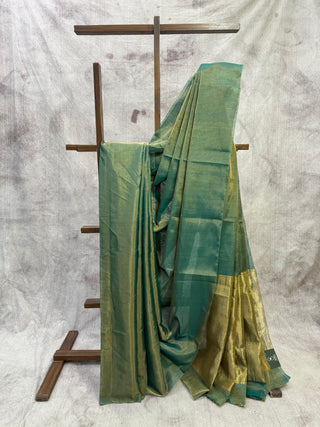 Two Tone Green Chanderi Tissue Silk Saree-SRTGCTSS50