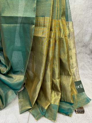 Two Tone Green Chanderi Tissue Silk Saree-SRTGCTSS50
