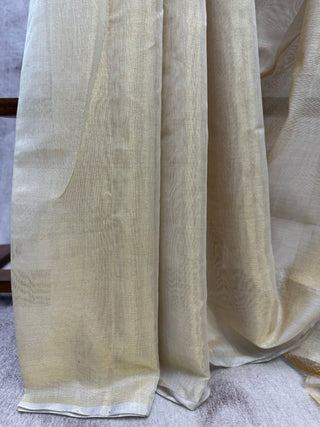 Off-White Chanderi Tissue Silk Saree-SROWCTSS48