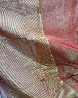 Two Tone Red Chanderi Tissue Silk Saree-SRTRCTSS43
