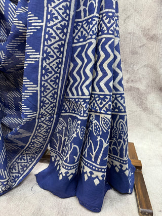 Indigo HBP Cotton Saree - SRICS1285