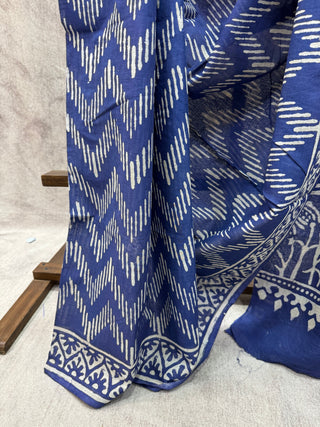 Indigo HBP Cotton Saree - SRICS1285