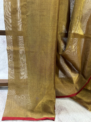 Two Tone Gold Chanderi Tissue Silk Saree-SRTGCTSS38