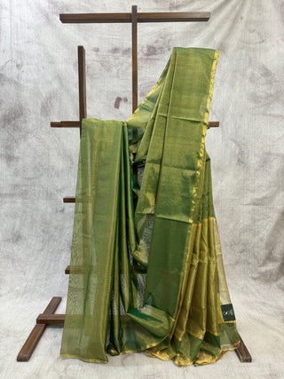 Two Tone Green Chanderi Tissue Silk Saree-SRTGCTSS37