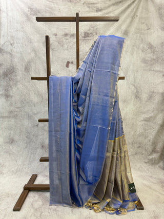 Two Tone Blue Chanderi Tissue Silk Saree-SRTBCTSS33