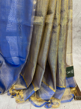 Two Tone Blue Chanderi Tissue Silk Saree-SRTBCTSS33