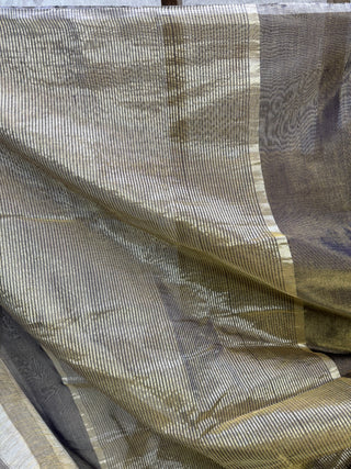 Two Tone Grey Chanderi Tissue Silk Saree-SRTGCTSS34
