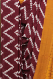Maroon Pochampalli Cotton Ikat Saree - SRMPCIS306