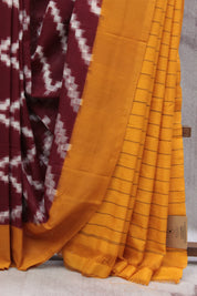Maroon Pochampalli Cotton Ikat Saree - SRMPCIS306