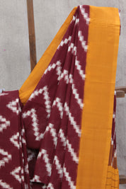 Maroon Pochampalli Cotton Ikat Saree - SRMPCIS306