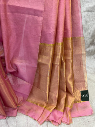 Two Tone Pink Chanderi Tissue Silk Saree-SRTPCTSS45