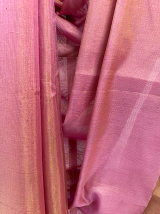 Two Tone Pink Chanderi Tissue Silk Saree-SRTPCTSS45