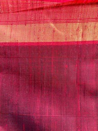 Red Raw Silk Saree-SRRRSS199