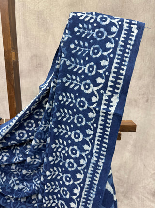 Indigo HBP Cotton Saree - SRICS1514