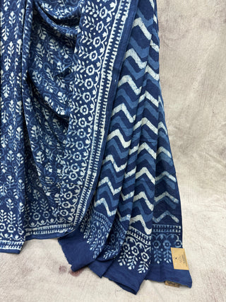 Indigo HBP Cotton Saree - SRICS1514