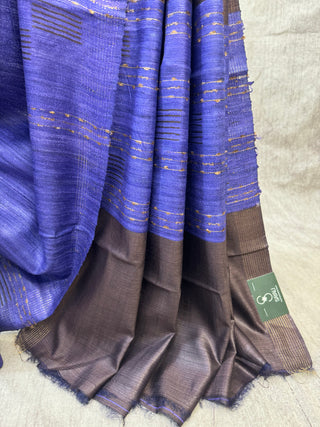 Purple Ghicha Tussar Silk Saree-SRPGTSS467