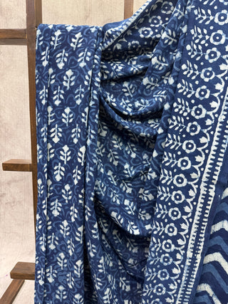 Indigo HBP Cotton Saree - SRICS1514