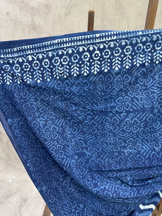 Indigo HBP Cotton Saree - SRICS1514