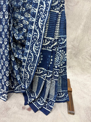 Indigo HBP Cotton Saree - SRICS1516