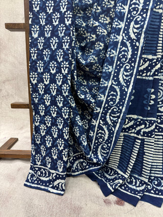 Indigo HBP Cotton Saree - SRICS1516