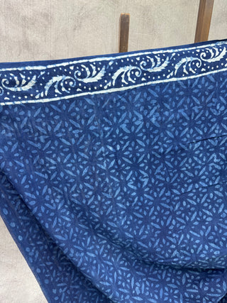 Indigo HBP Cotton Saree - SRICS1516