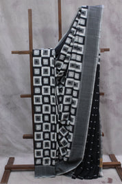 Black-White Pochampalli Cotton Ikat Saree - SRBWPCIS331