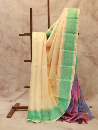 Cream Kanjeevaram Silk Saree-SRCKSS59