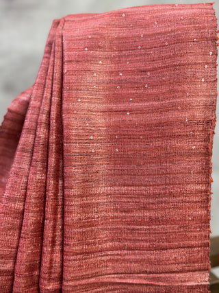 Red Ghicha Tussar Silk Saree-SRRGTSS504