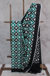 Green-Black Pochampalli Cotton Ikat Saree - SRGBPCIS347