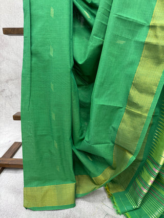 Green Cotton Paithani Saree-SRGCPS351