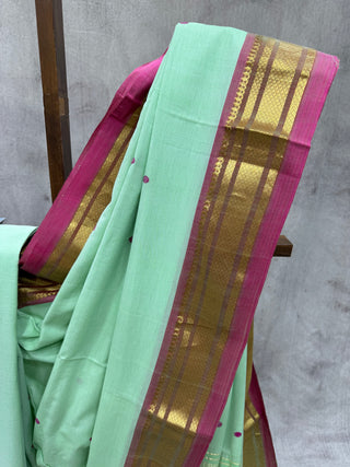 Pista Green Cotton Paithani Saree-SRPGCPS362