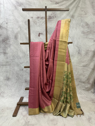 Pink Tussar Silk Saree - SRPTSS485