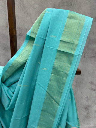 Aqua Cotton Paithani Saree-SRACPS349