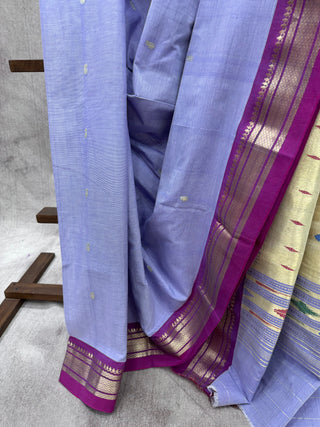 Lavender Cotton Paithani Saree-SRLCPS358