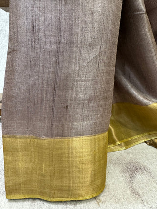 Mauve Tussar Silk Saree-SRMTSS493