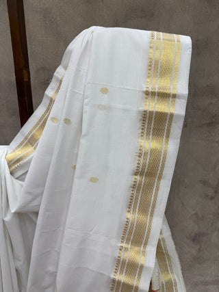 White Cotton Paithani Saree-SRWCPS363