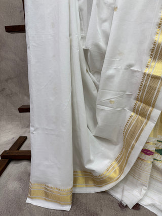 White Cotton Paithani Saree-SRWCPS363