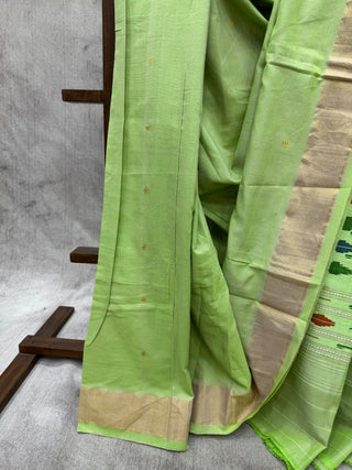 Parrot Green Cotton Paithani Saree-SRPGCPS345